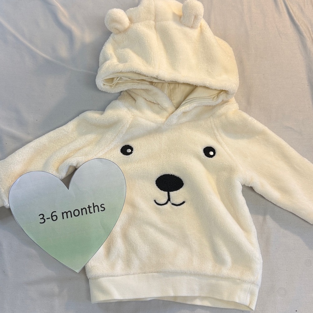 H&M - Ivory Bear Plush Hoodie for Kids